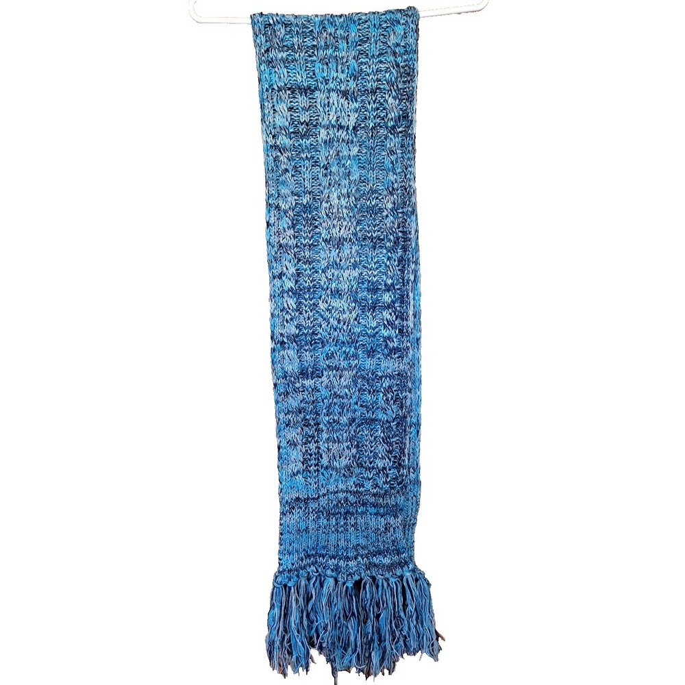 Lokass Women's Blue Cotton/Cashmere Blend Knit Long Soft Warm Scarf 74x9 Inches